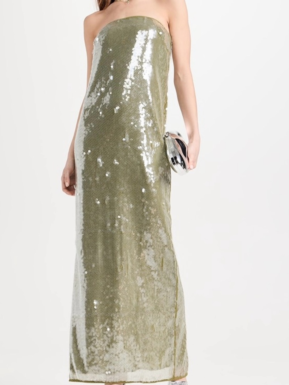 STAUD Casey Olive Green Dress sequin